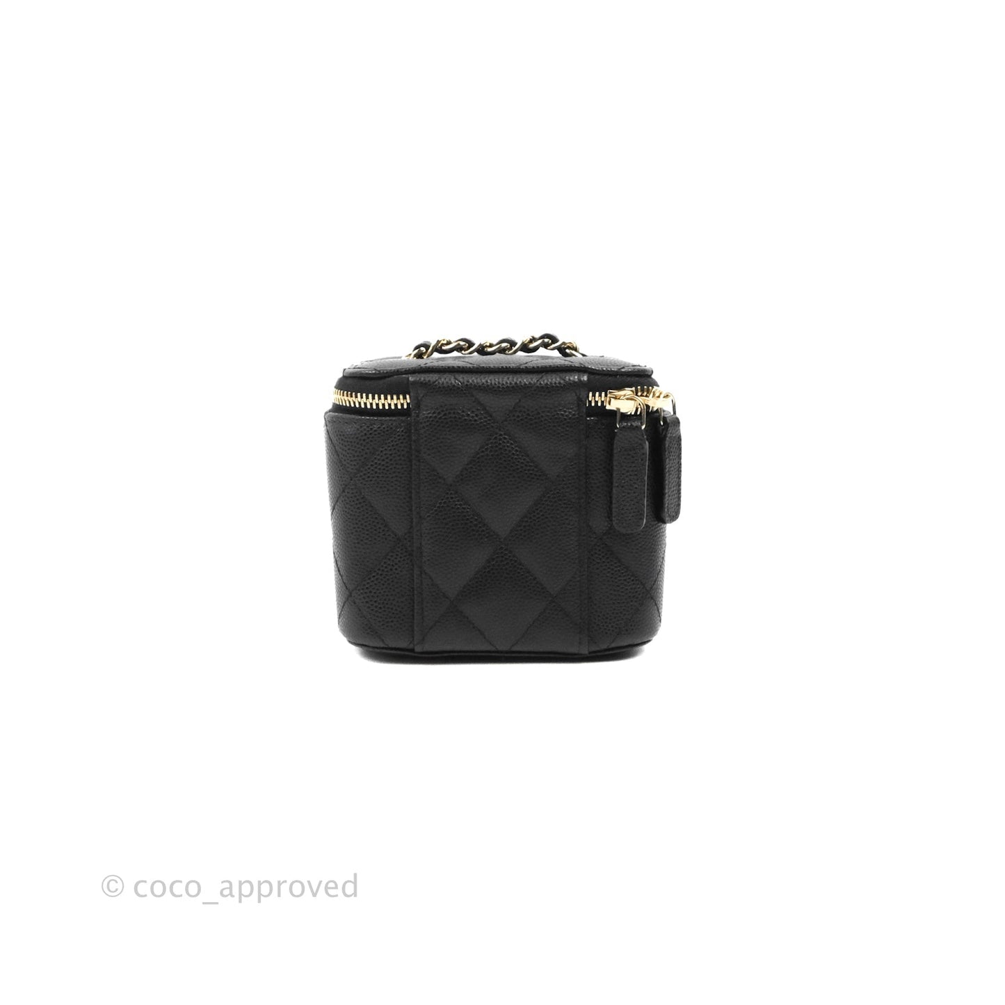 Chanel Mini Vanity With Chain Black Caviar Gold Hardware