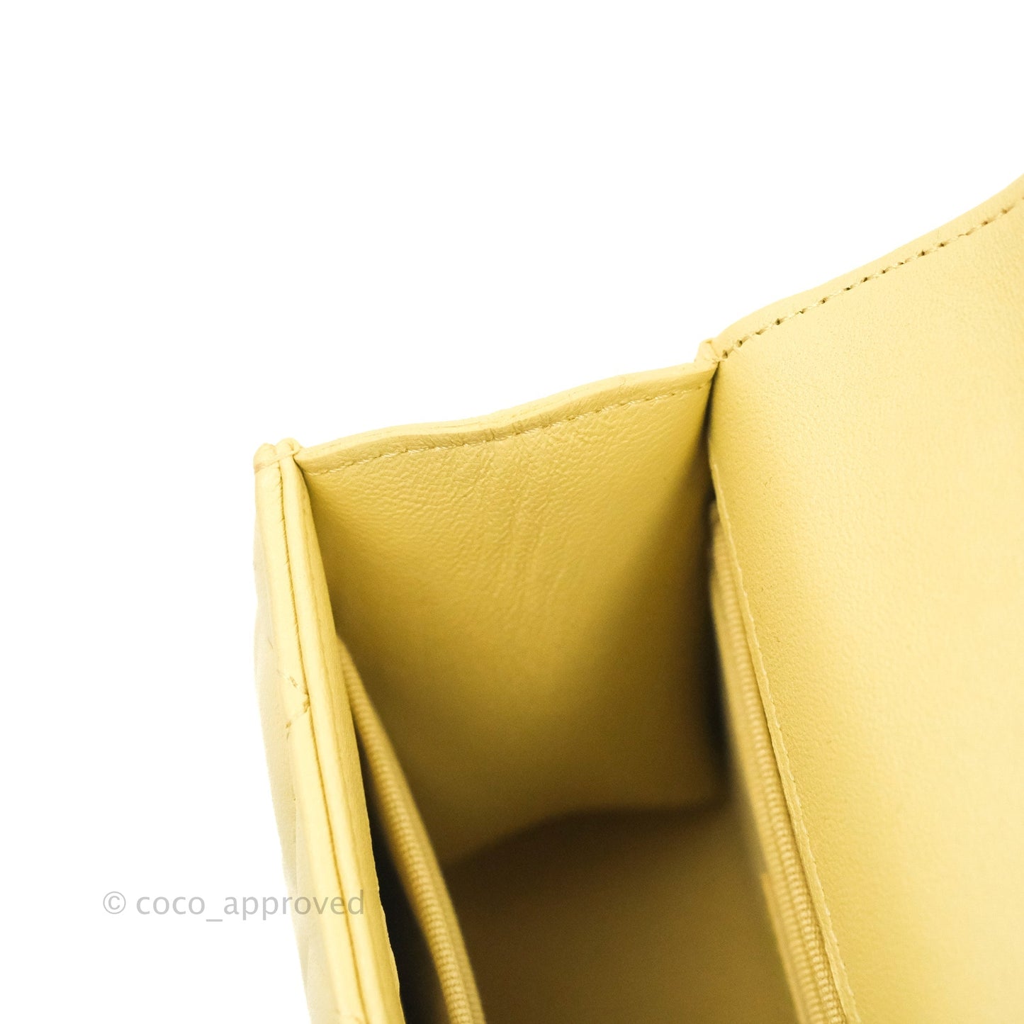 Chanel Mini Handle Clutch With Chain Yellow Lambskin Gold Hardware