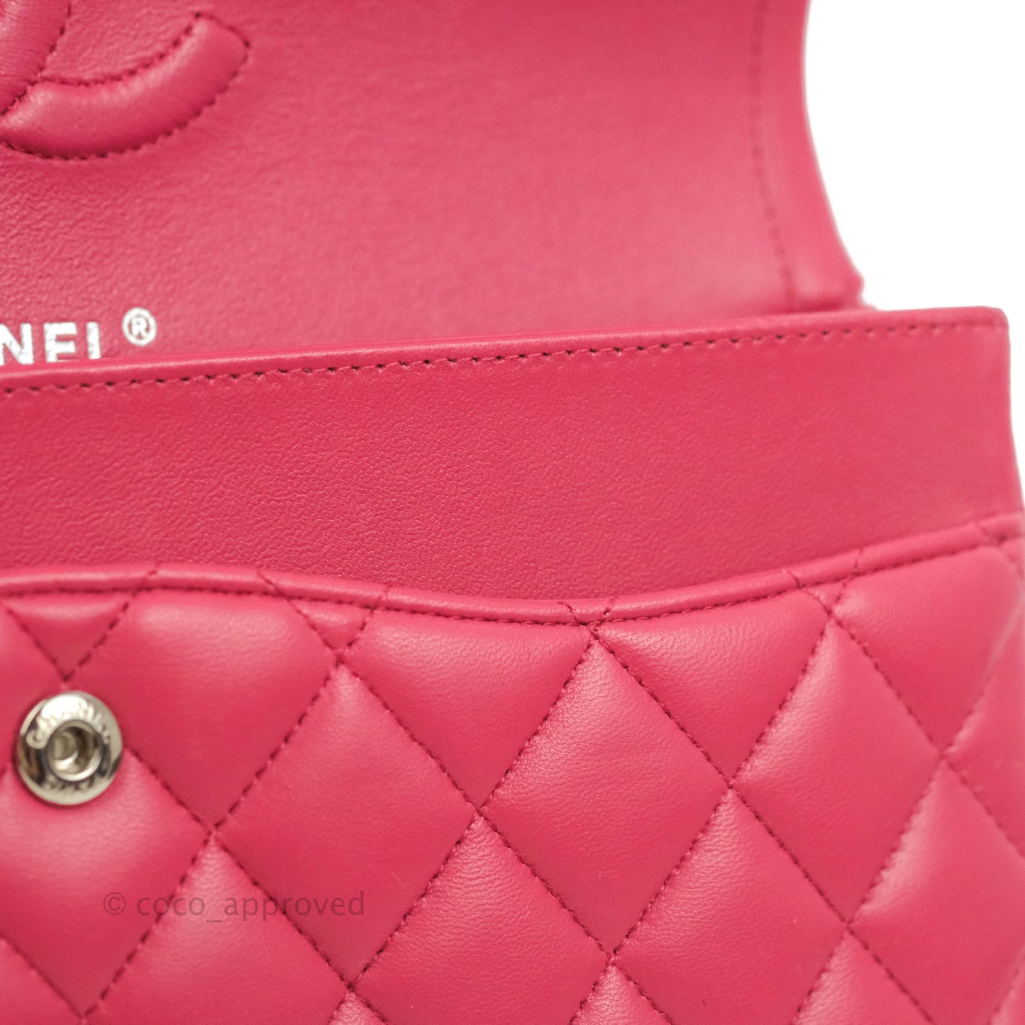 Chanel Classic Quilted M/L Medium Flap Dark Pink Lambskin Silver Hardware