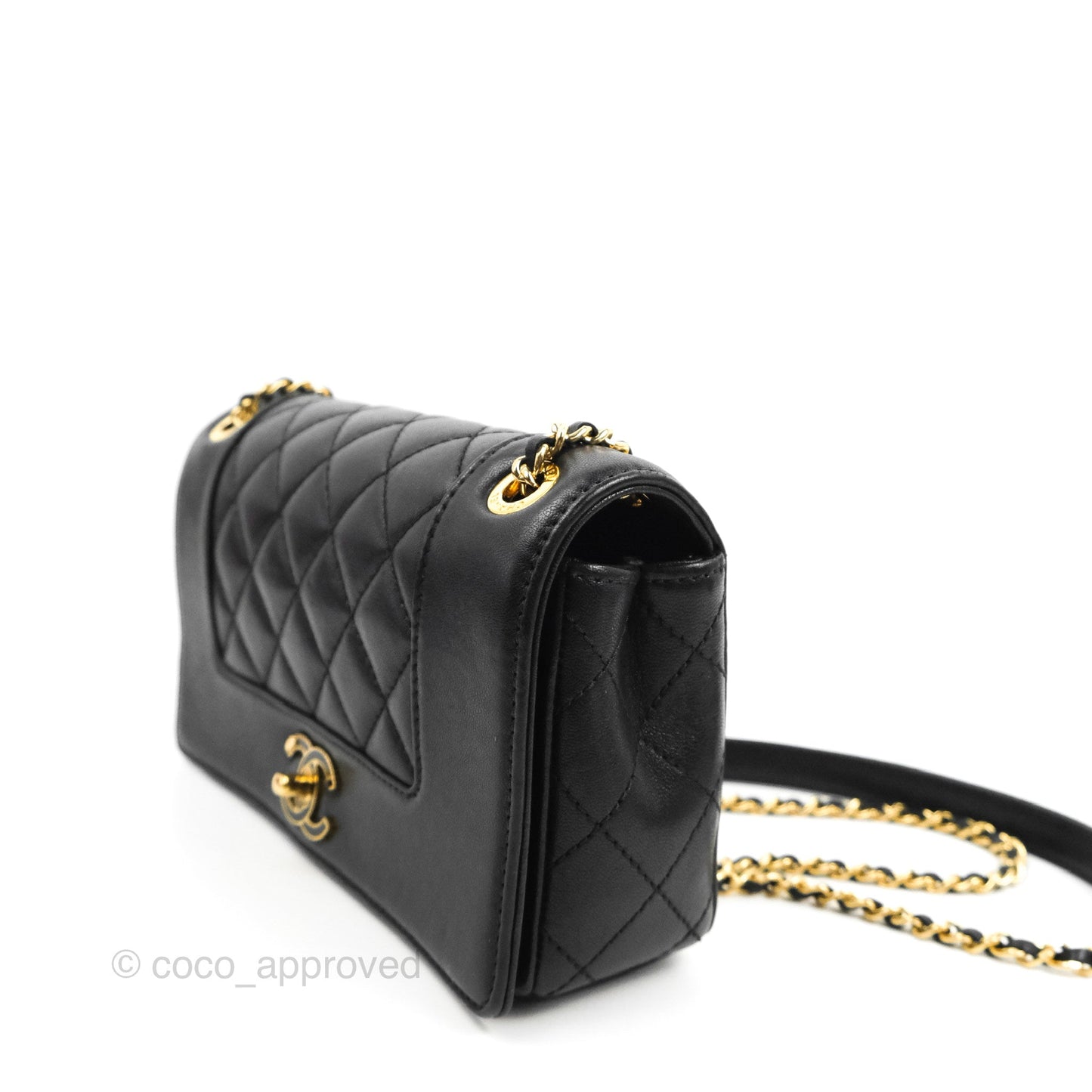 Chanel Small Vintage Mademoiselle Flap Black Sheepskin Gold Hardware