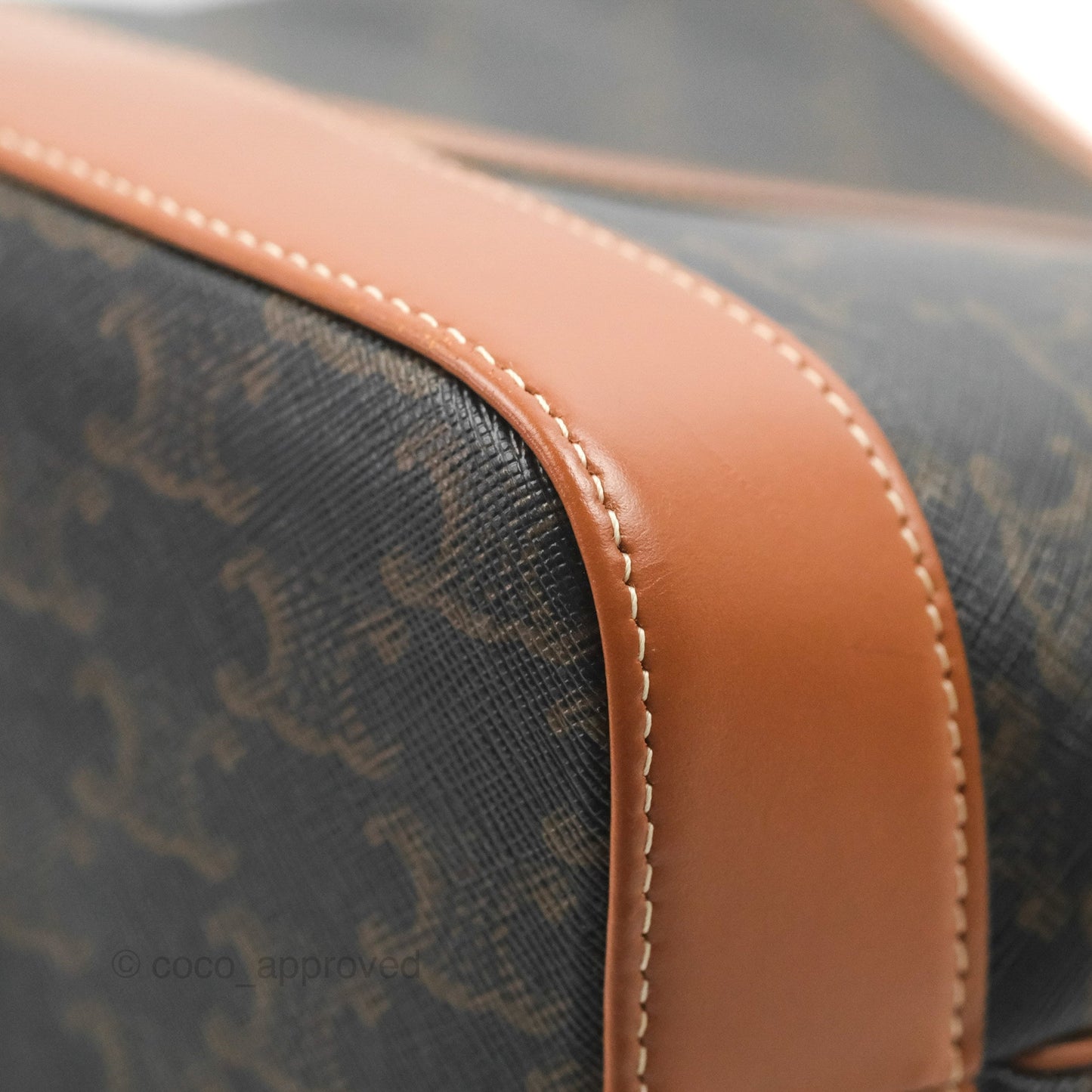 Celine Small Bucket Triomphe Canvas Tan Calfskin