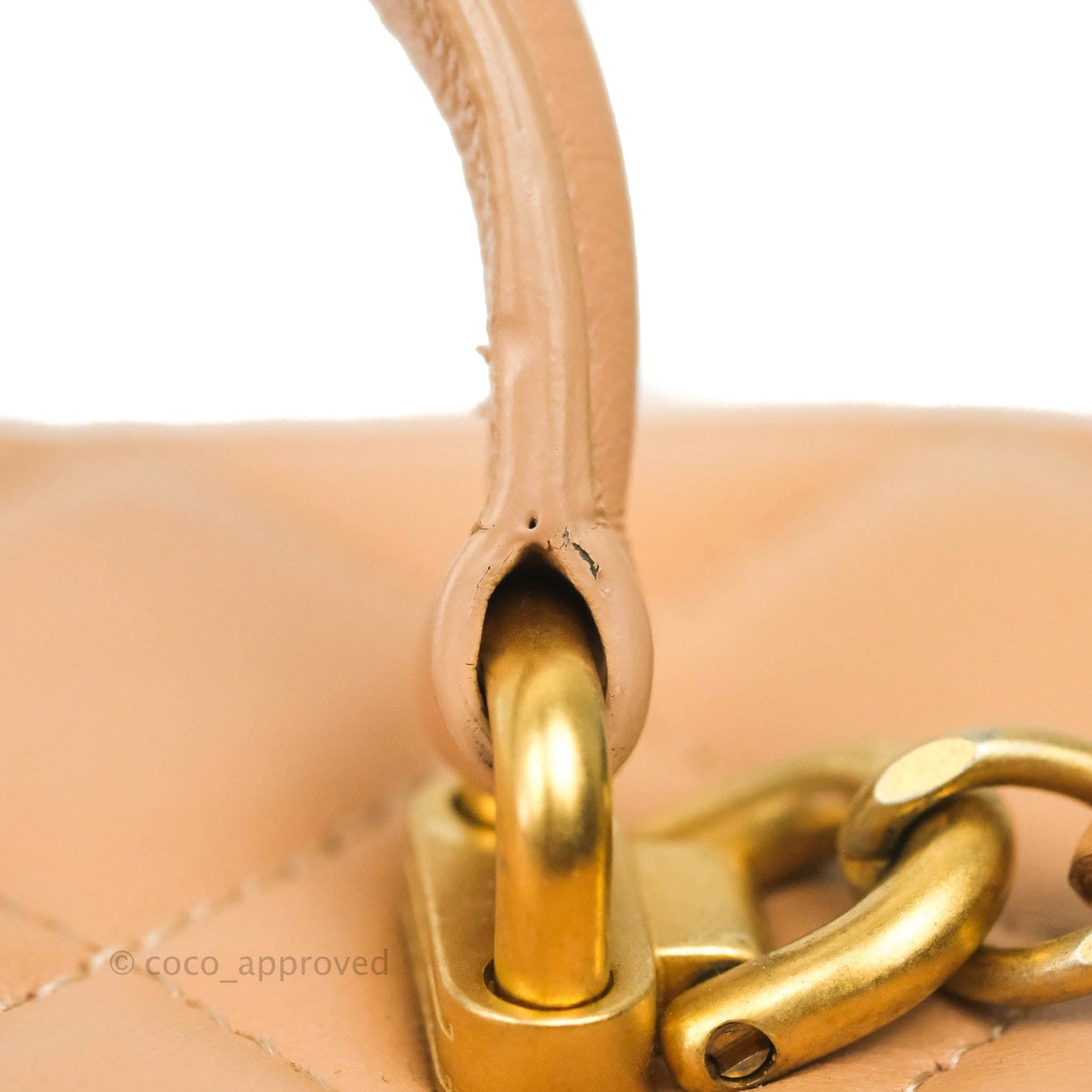 Chanel Vanity Rectangular Top Handle Beige Lambskin Aged Gold Hardware