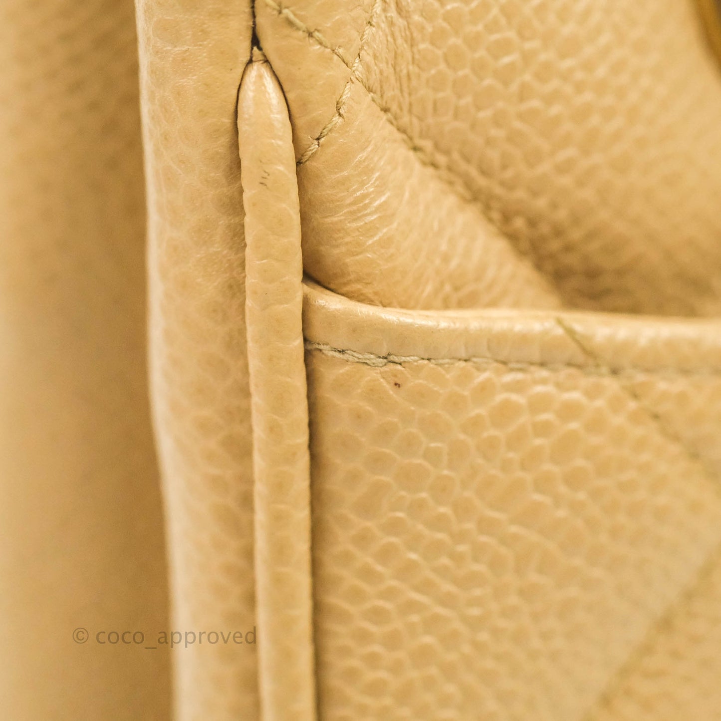 Chanel Vintage CC Quilted Tote Dark Beige Caviar 24K Gold Hardware