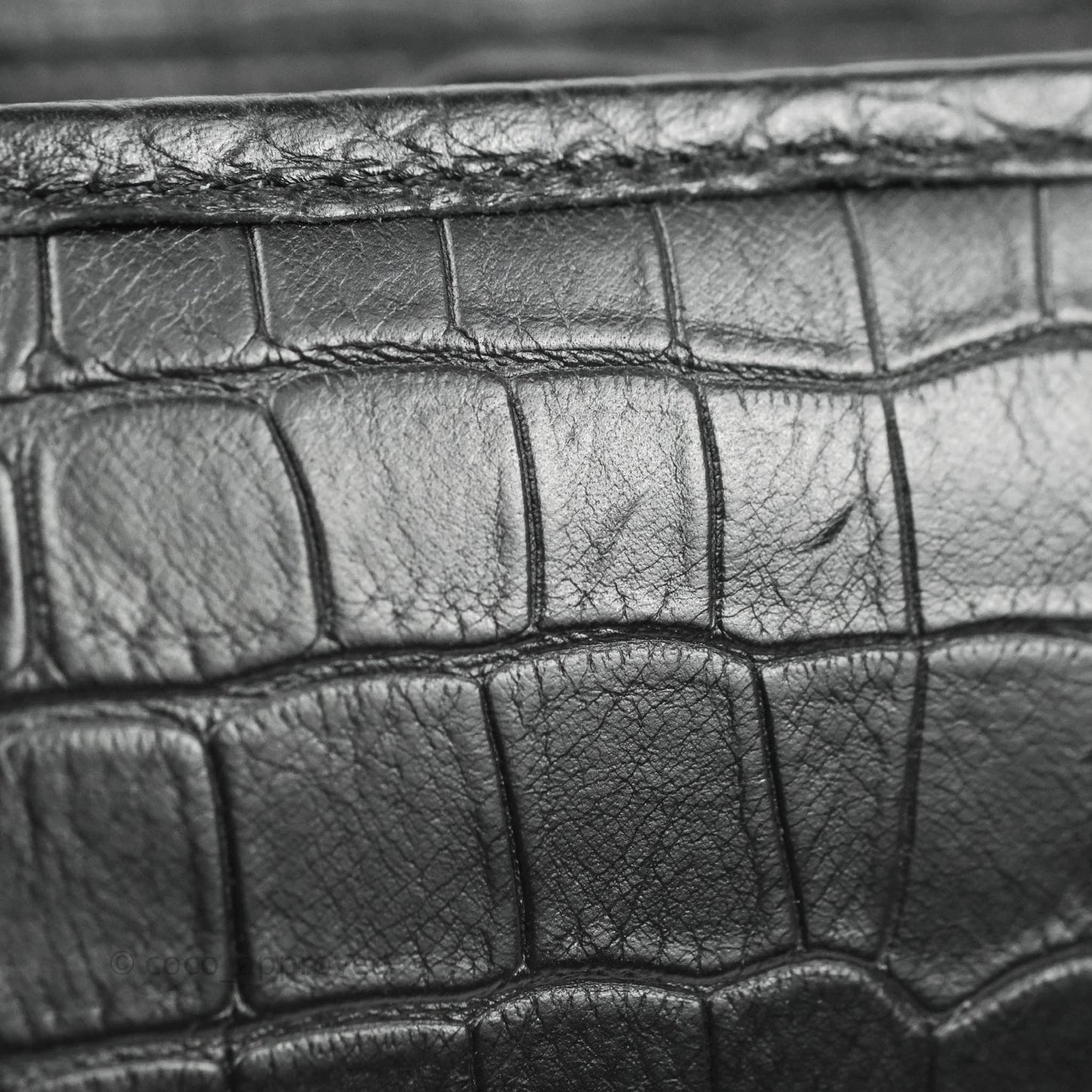 Chanel Large Gabrielle Hobo Crocodile Embossed Black Calfskin
