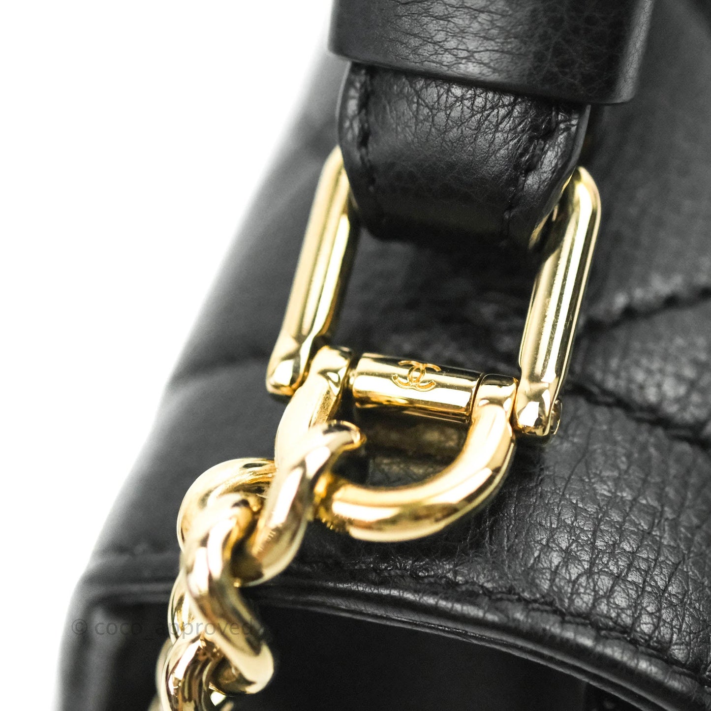 Chanel Quilted Small Label Click Flap Bag Black Grained Calfskin Gold Hardware