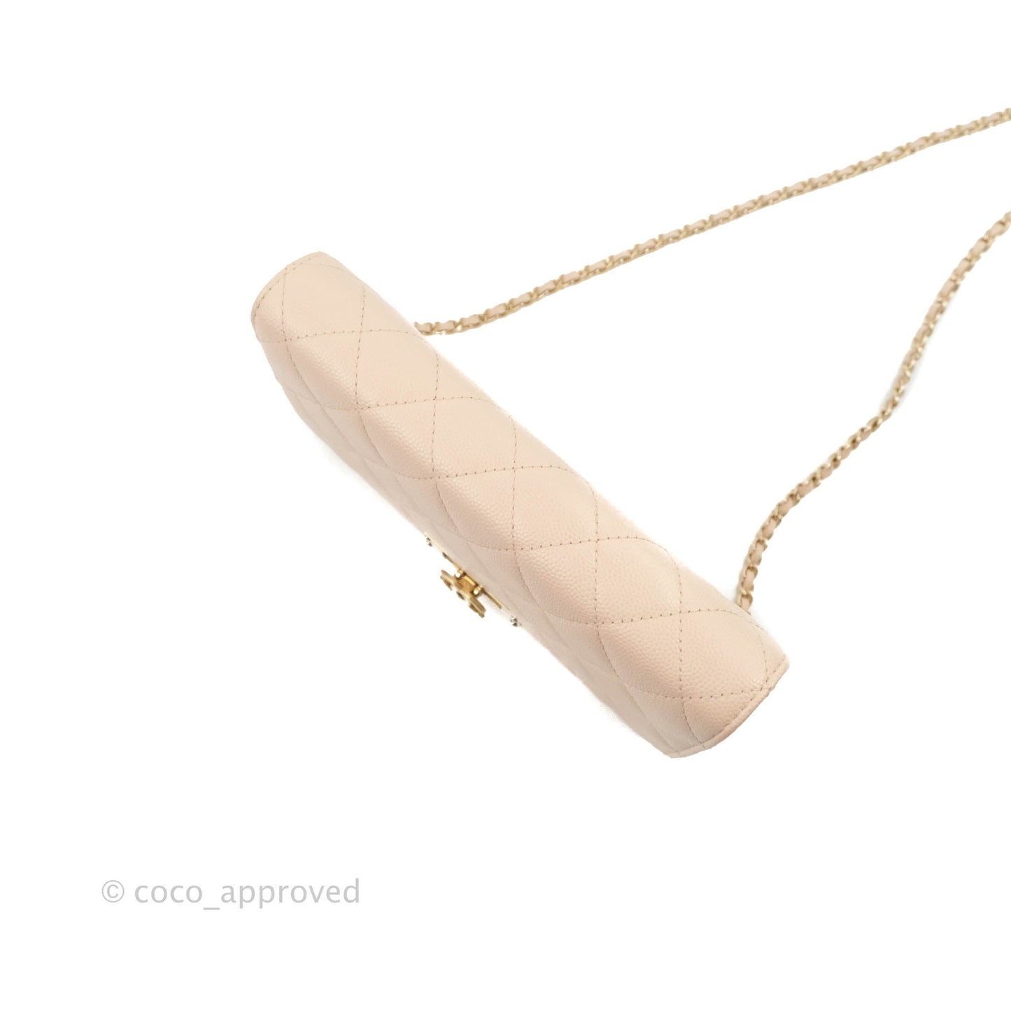 Chanel Quilted Golden Class Wallet on Chain WOC Light Beige Caviar Gold Hardware