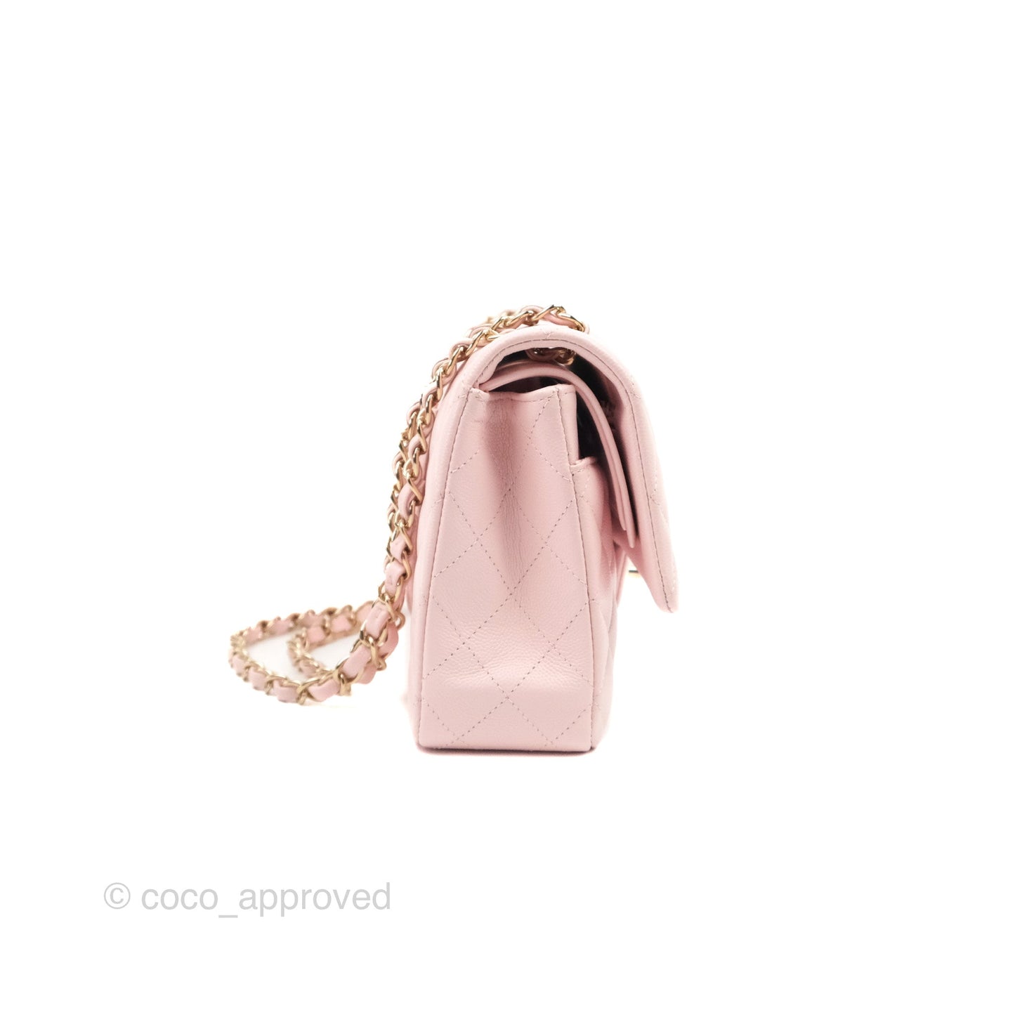 Chanel Classic M/L Medium Flap Quilted Light Pink Caviar Gold Hardware