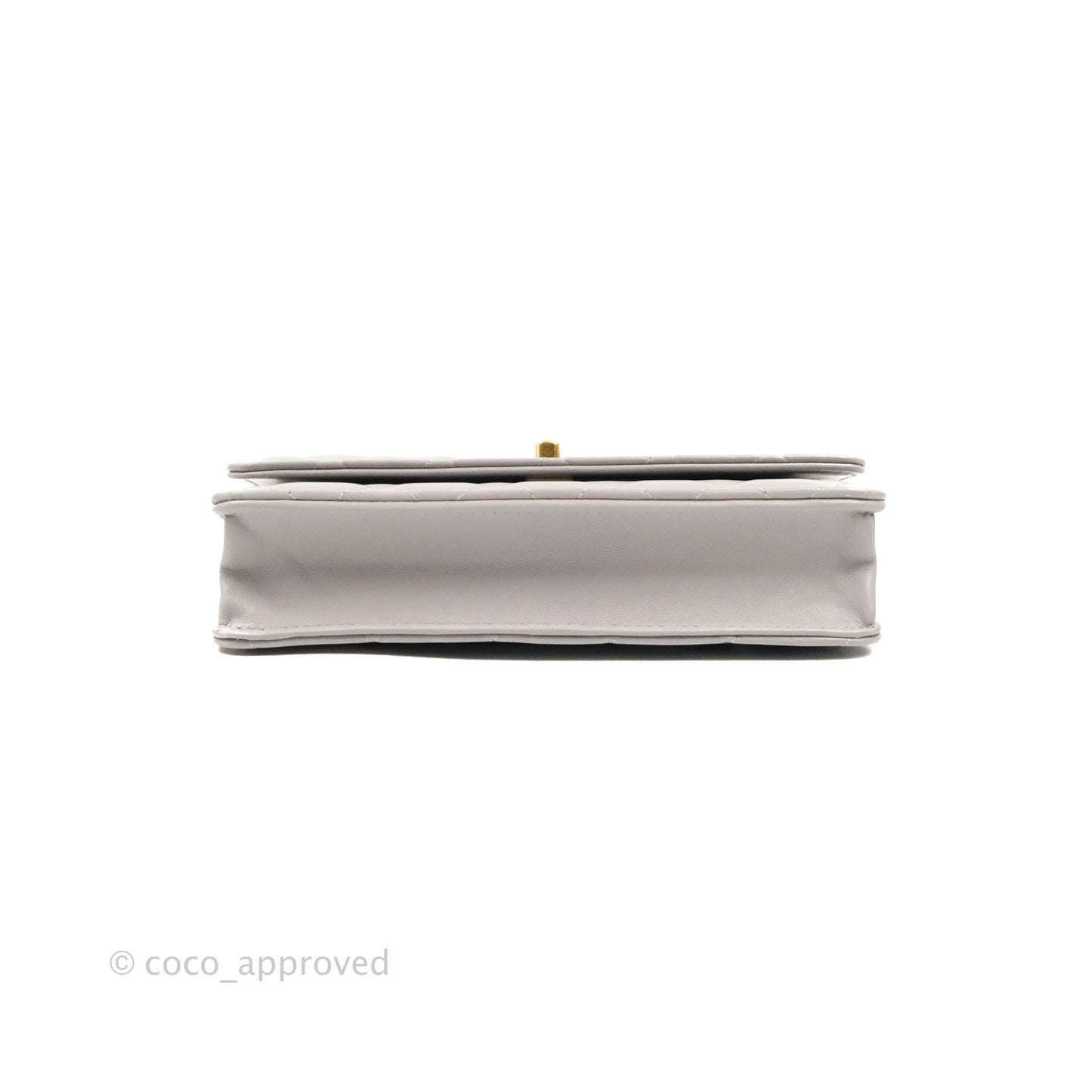 Chanel Quilted Pearl Crush Wallet on Chain WOC Grey Lambskin Aged Gold Hardware