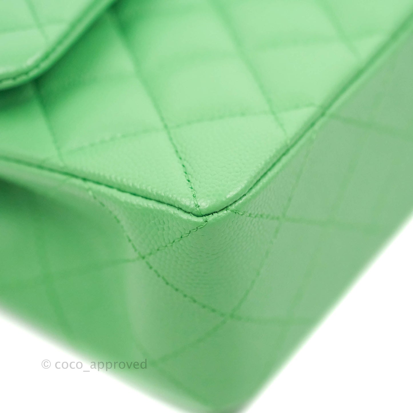 Chanel Small Classic Quilted Flap Green Caviar Gold Hardware