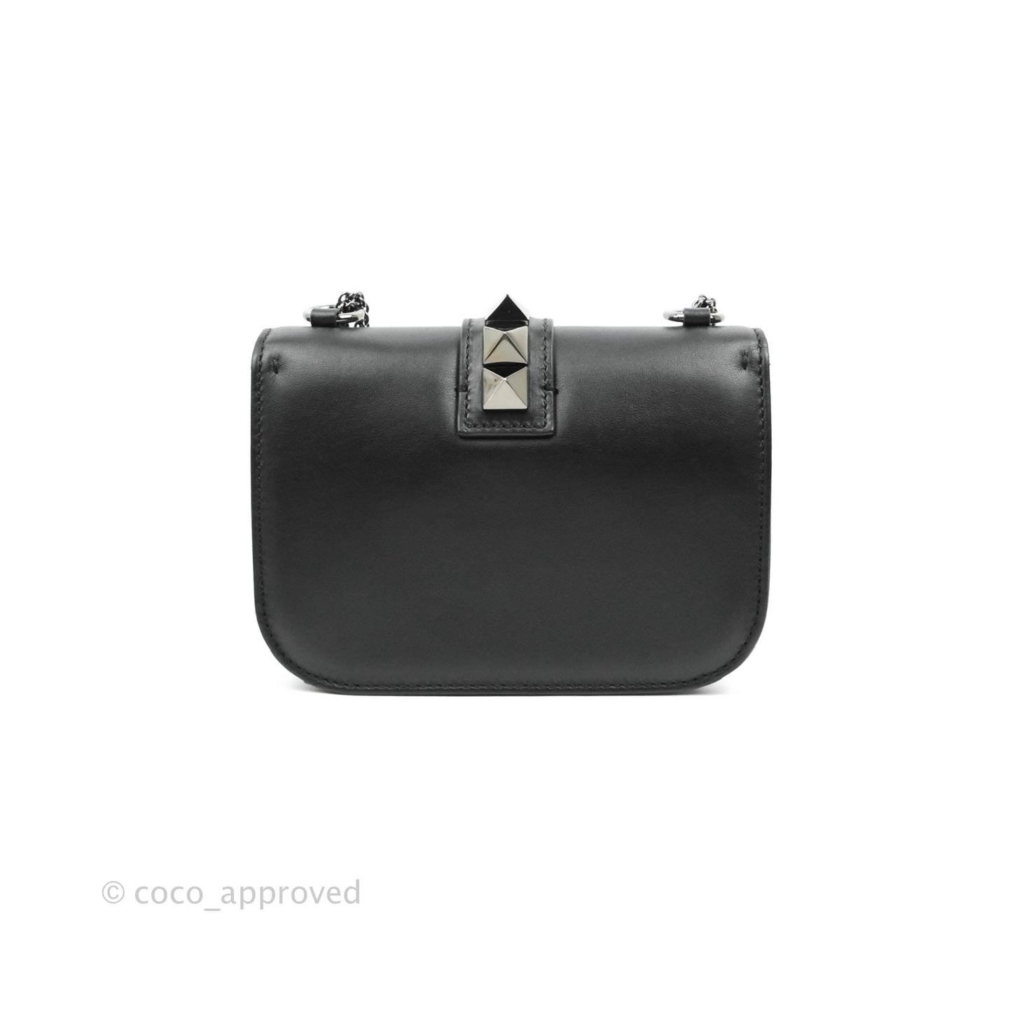 Valentino Vitello Small Glam Lock Rockstud Flap So Black