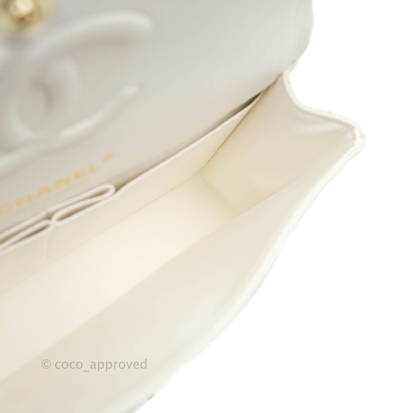 Chanel Small S/M Classic Quilted Flap White Caviar Gold Hardware