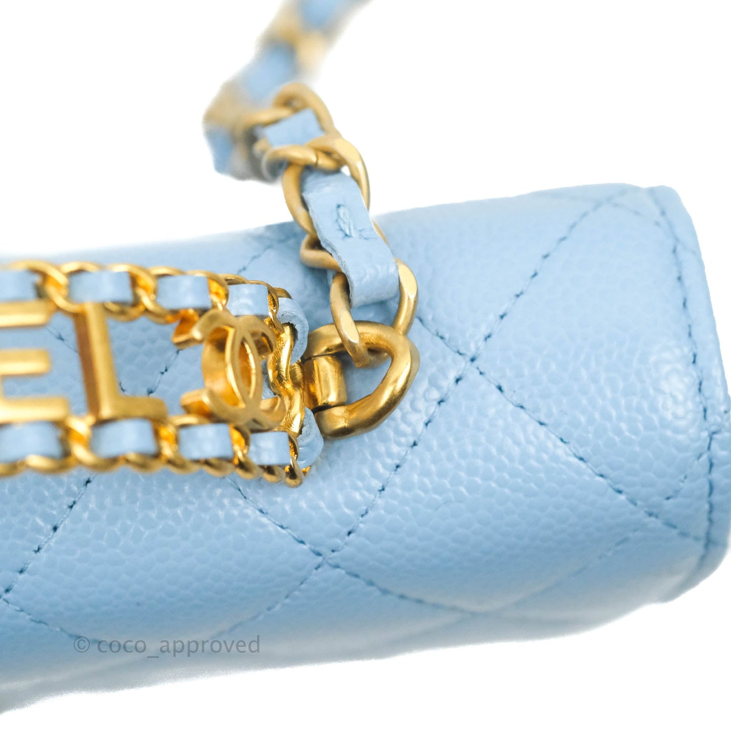 Chanel Top Handle Pick Me Up Wallet On Chain WOC Blue Caviar Gold Hardware 22S