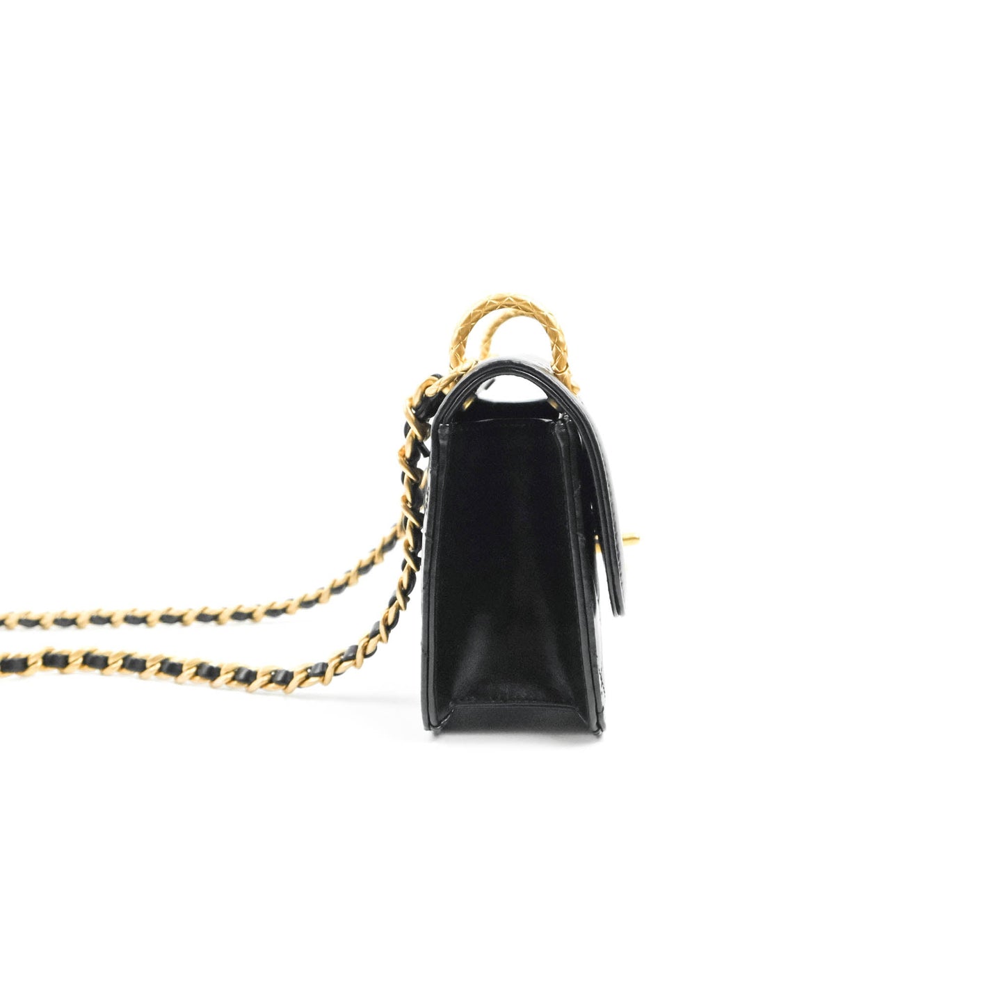 Chanel Mini Flap Bag Black Calfskin Aged Gold Hardware 21B