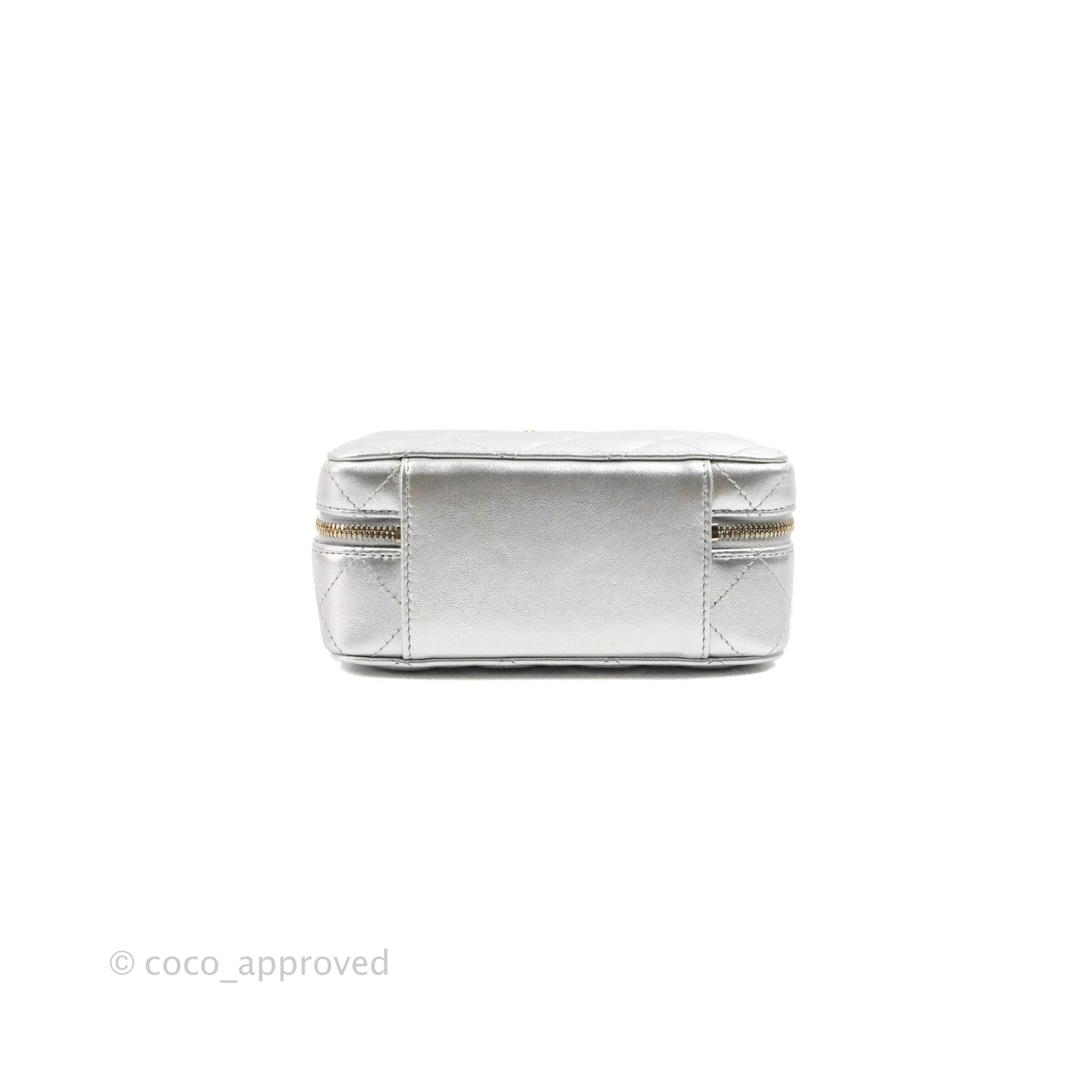 Chanel Rainbow Top Handle Vanity Case Metallic Silver Lambskin Aged Gold Hardware 23P