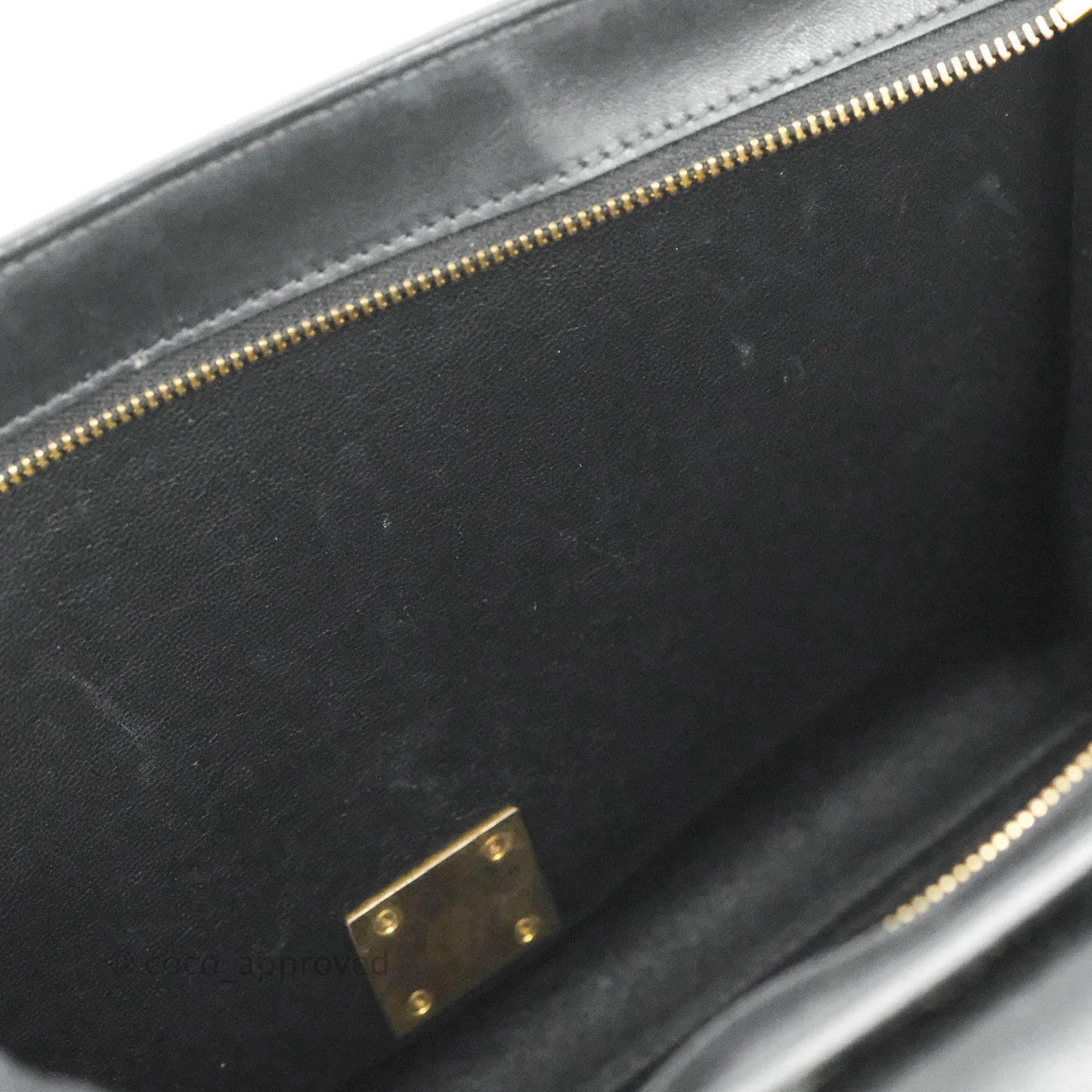 Celine Small Sleek Calfskin Tri-Color Trapeze Ivory Black Raffia