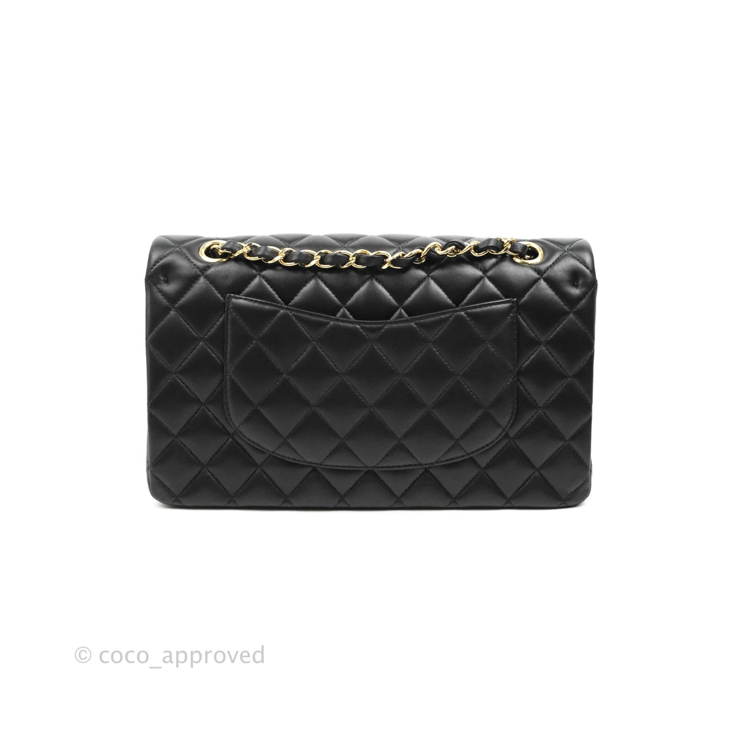 Chanel Classic M/L Medium Double Flap Black Lambskin Gold Hardware
