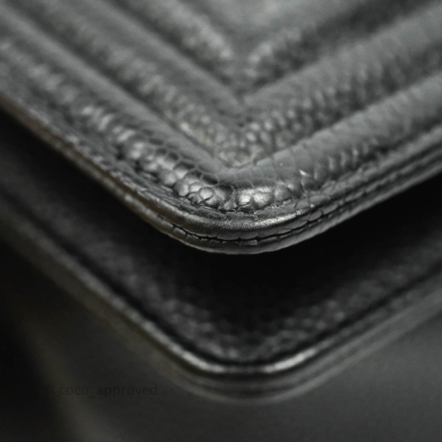 Chanel Medium Boy Quilted Black Caviar Aged Gold Hardware