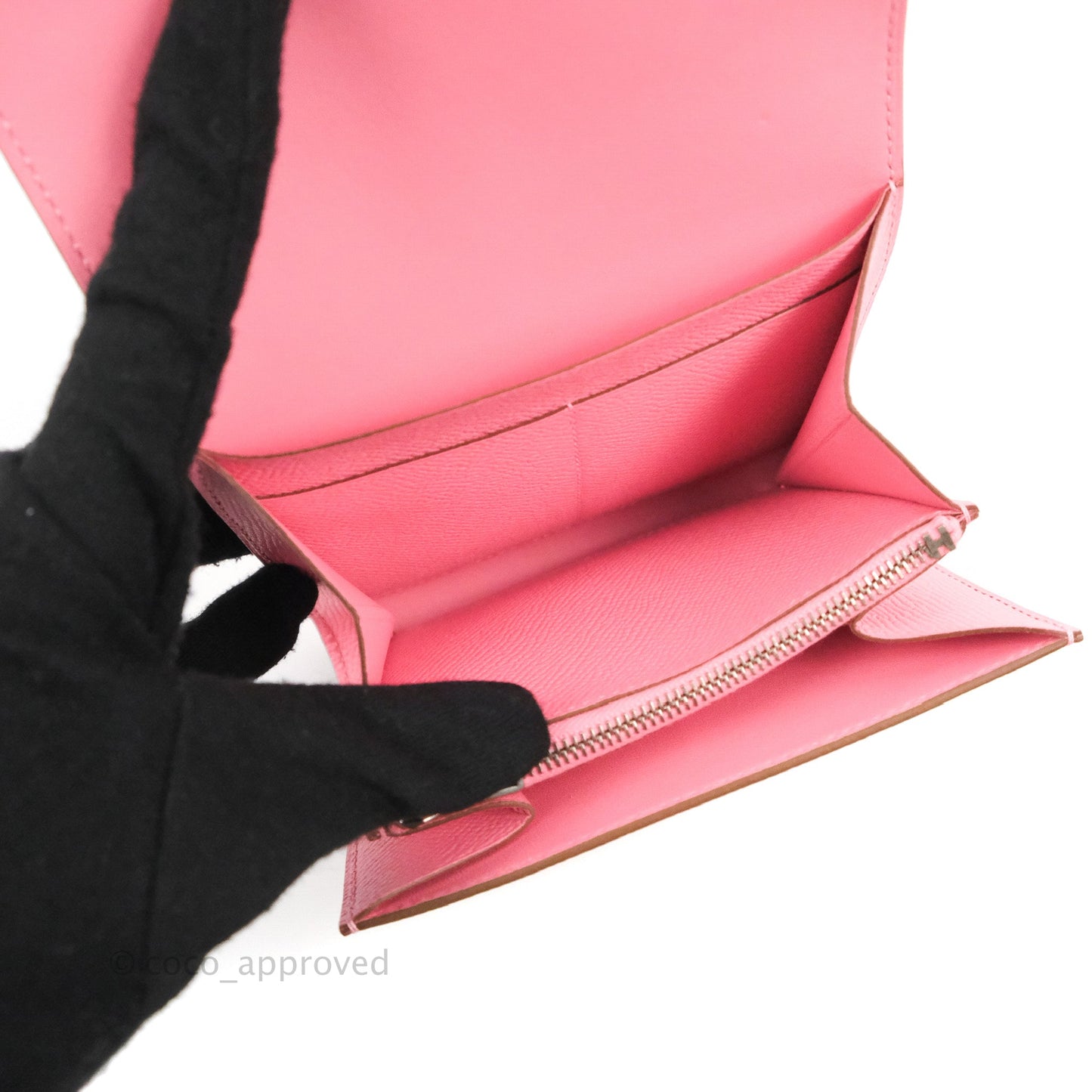 Hermès Constance Short Wallet Rose Azalee Epsom Silver Hardware