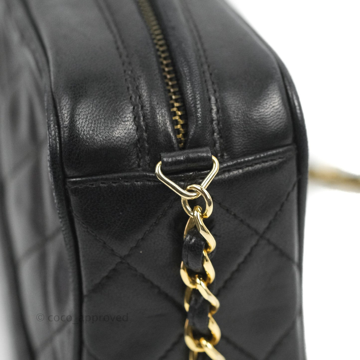 Chanel Vintage Small Camera Bag Black Lambskin Gold Hardware