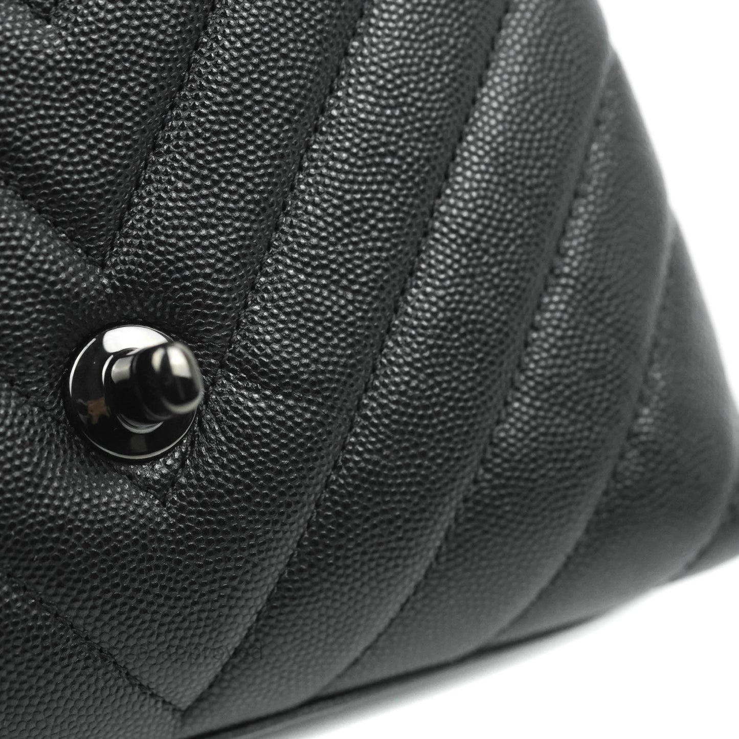 Chanel Mini Chevron Coco Handle Bag So Black Caviar