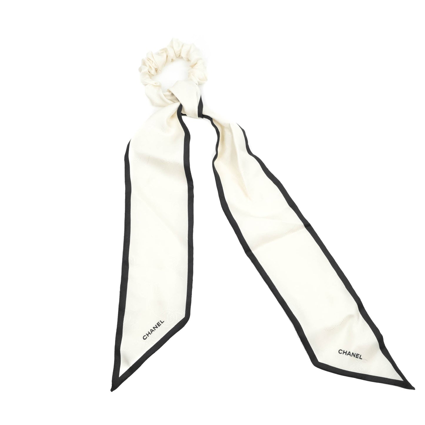 Chanel Bow Silk Hair Accessory Ivory & Black