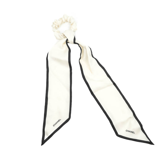 Chanel Bow Silk Hair Accessory Ivory & Black
