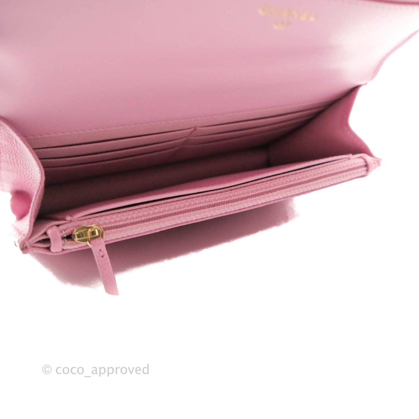 Chanel Top Handle Wallet On Chain WOC Pink Caviar Gold Hardware 22S