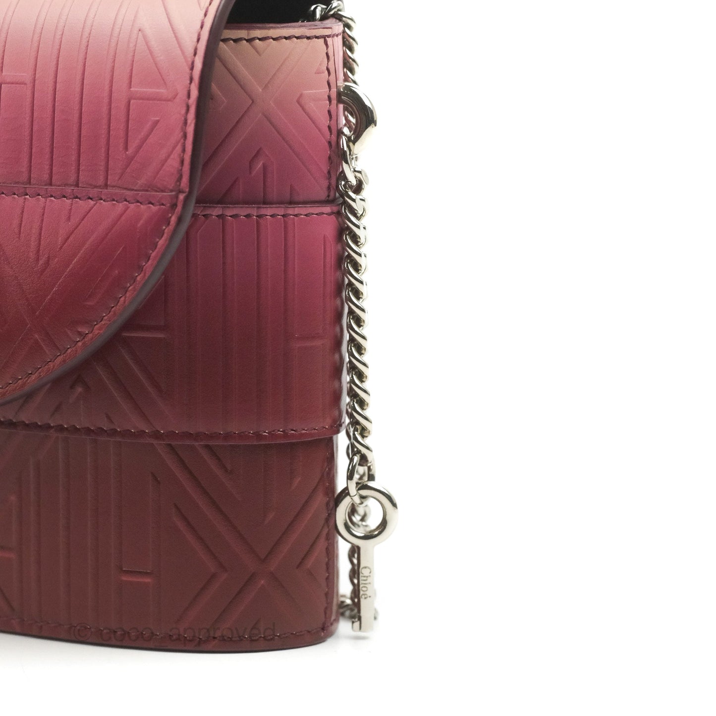 Chloé Small Aby Lock Chain Bag Brown/Purple Embossed Calfskin