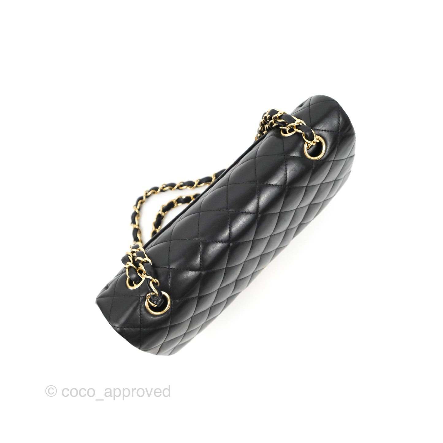 Chanel Classic M/L Medium Flap Quilted Black Lambskin Gold Hardware