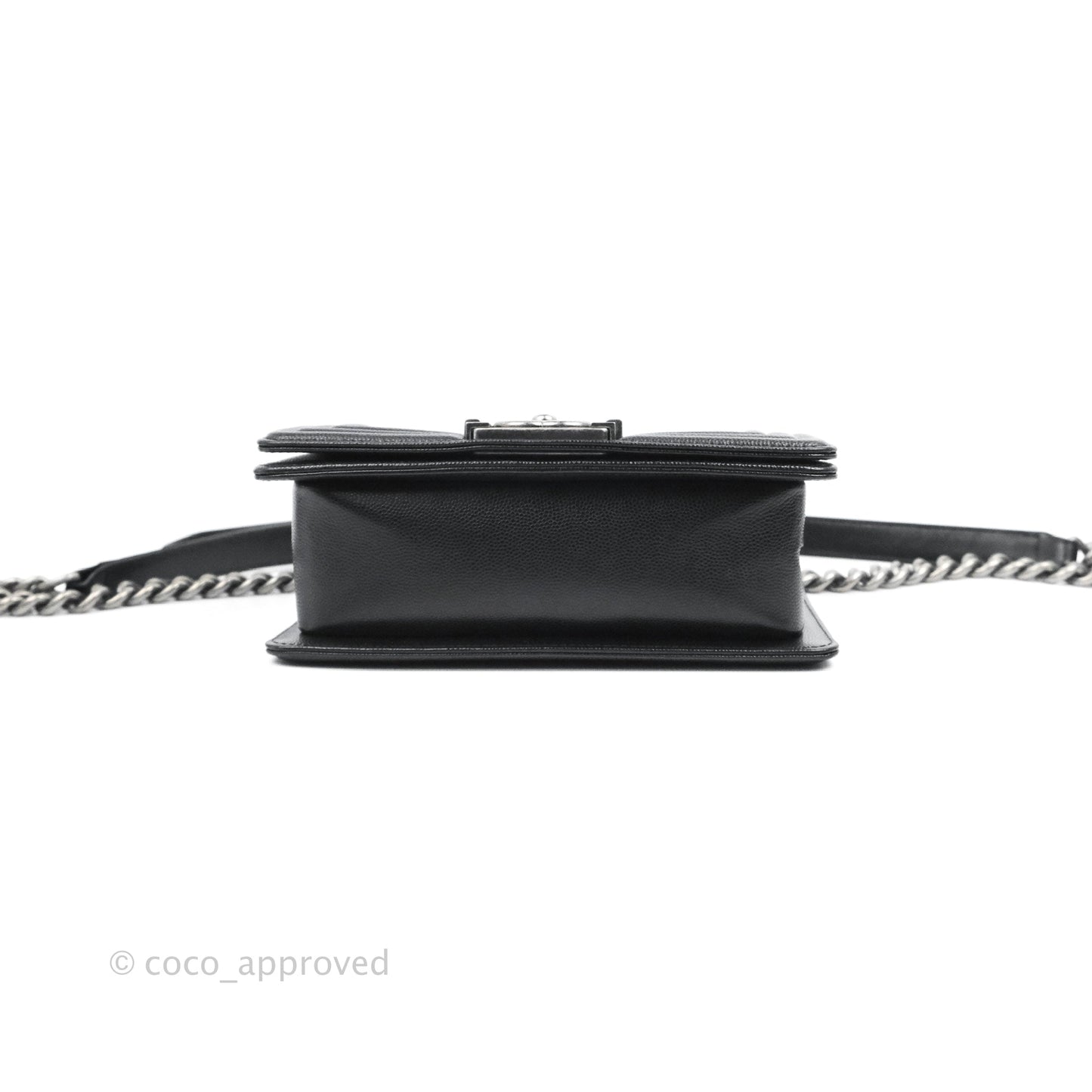 Chanel Small Quilted Boy Bag Black Caviar Ruthenium Hardware