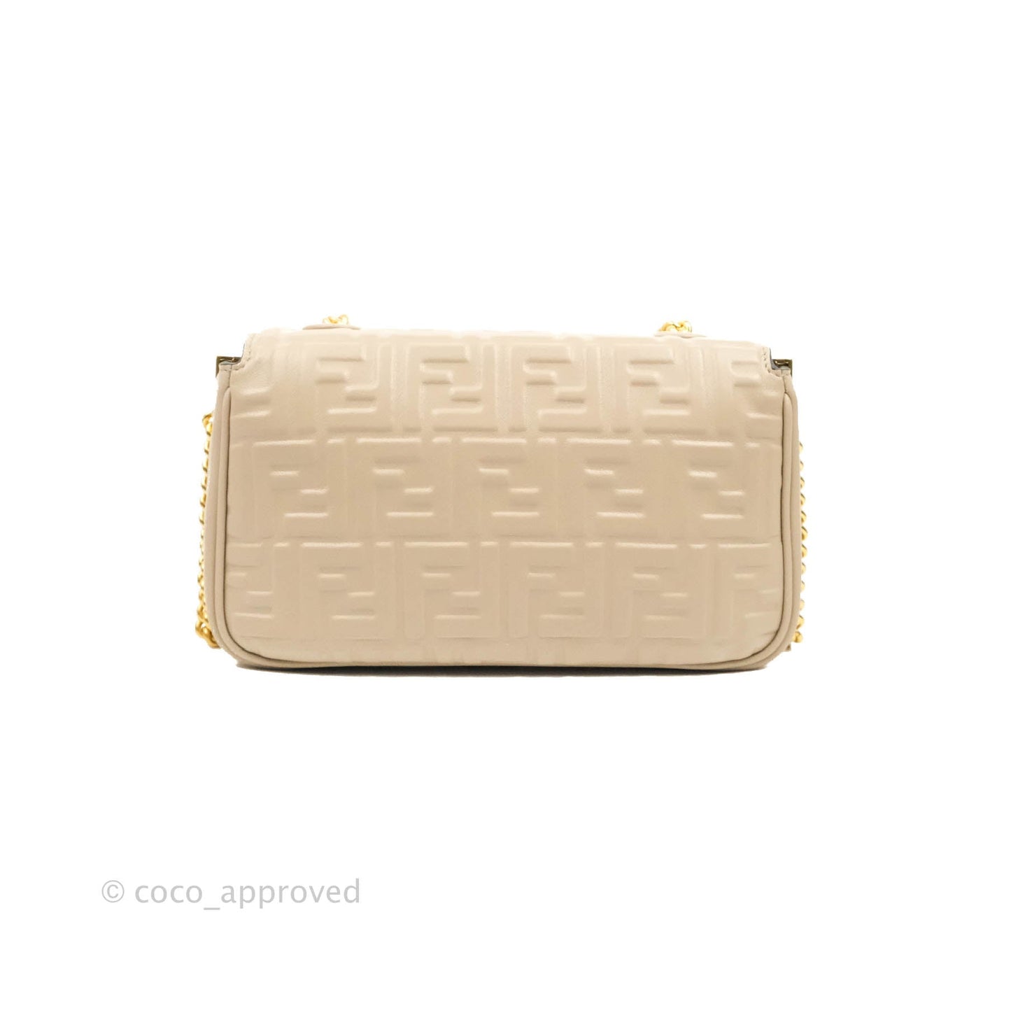 Fendi Baguette Chain Midi Light Grey Lambskin Bag
