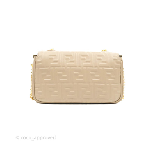 Fendi Baguette Chain Midi Light Grey Lambskin Bag