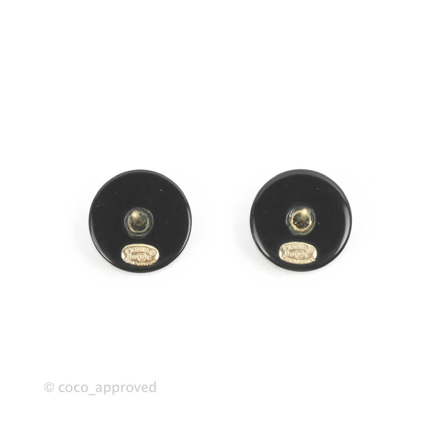 Chanel CC Resin Black/White Earrings Gold Tone 19C