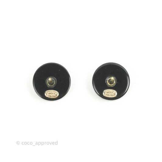 Chanel CC Resin Black/White Earrings Gold Tone 19C