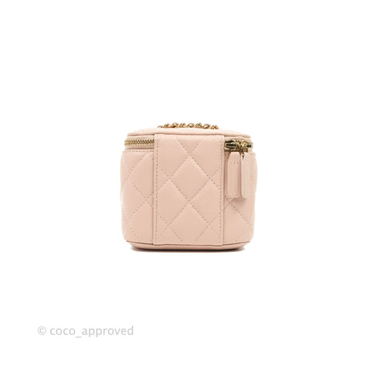 Chanel Mini Vanity With Chain Rose Clair Pink Caviar Gold Hardware
