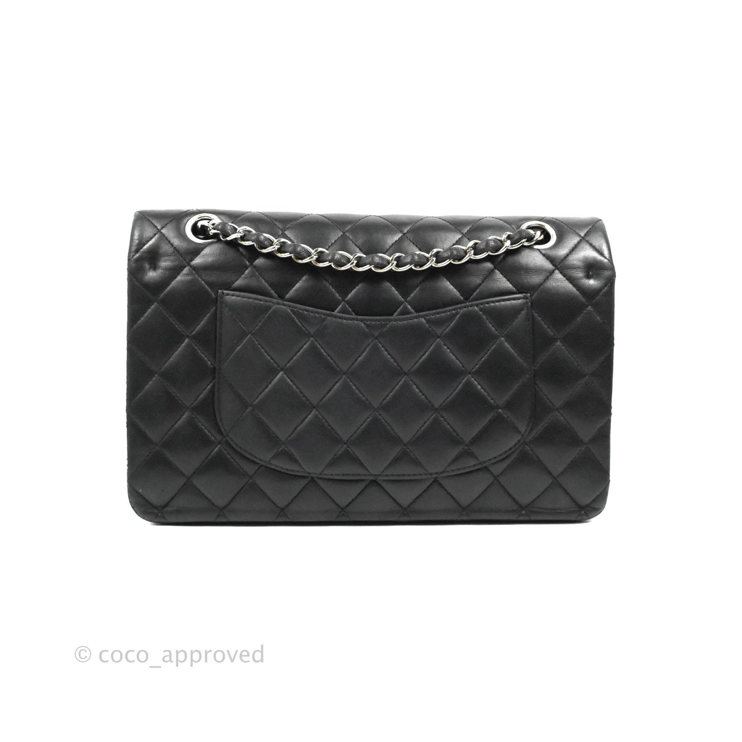 Chanel Medium Classic Quilted Flap Black Lambskin Silver Hardware