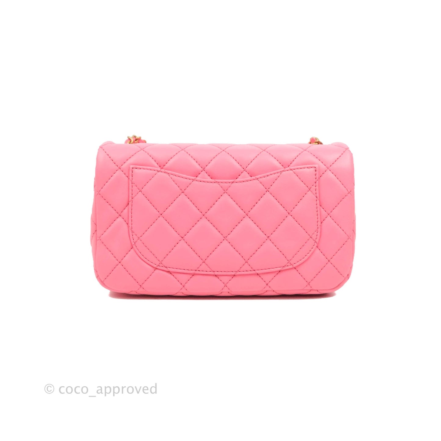 Chanel Mini Rectangular Pearl Crush Quilted Pink Lambskin Aged Gold Hardware