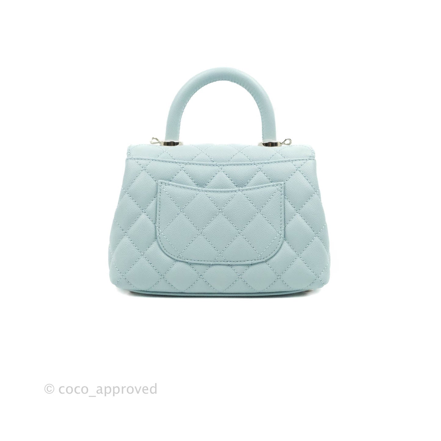 Chanel Mini Coco Handle Quilted Light Blue Caviar Gold Hardware