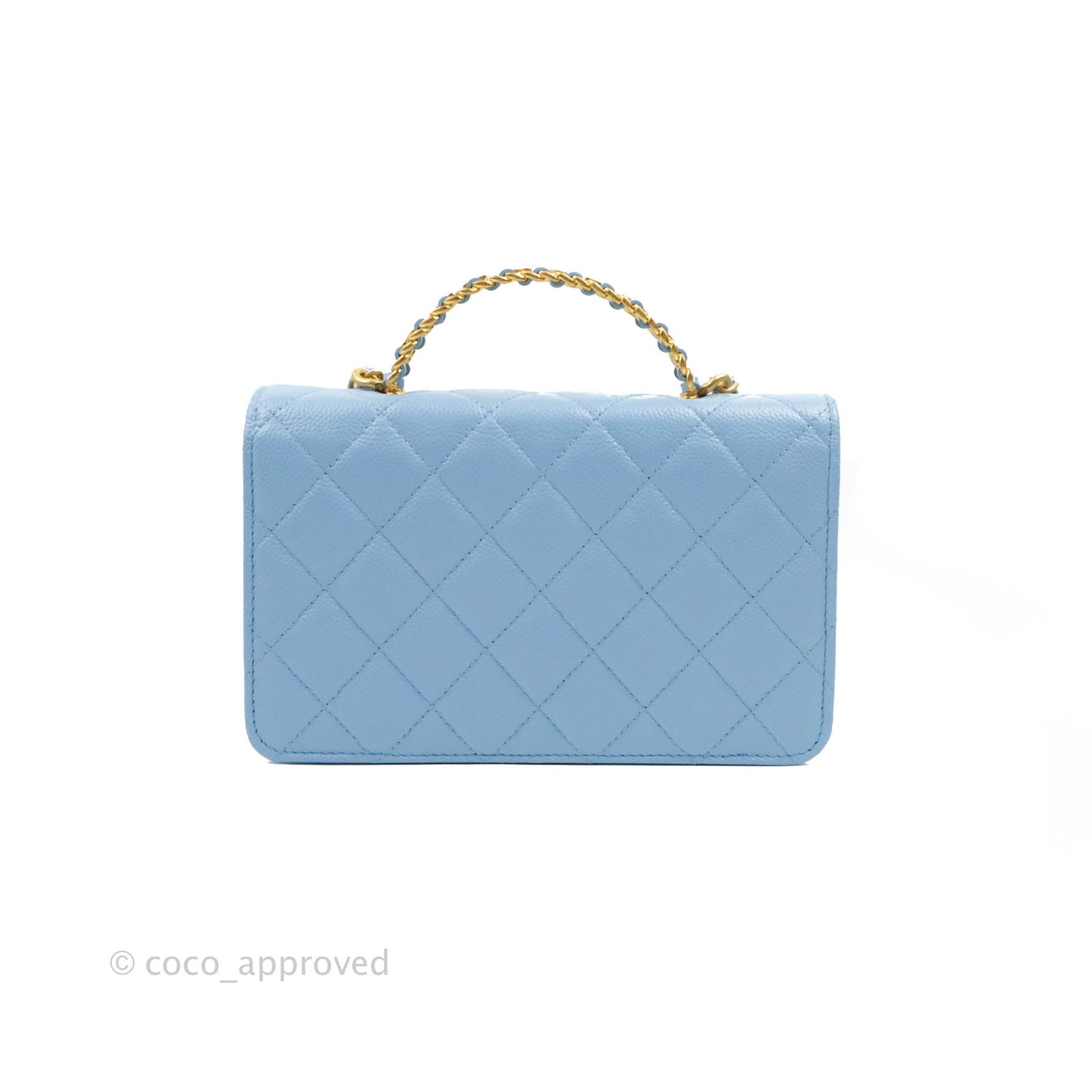 Chanel Top Handle Pick Me Up Wallet On Chain WOC Blue Caviar Gold Hardware 22S