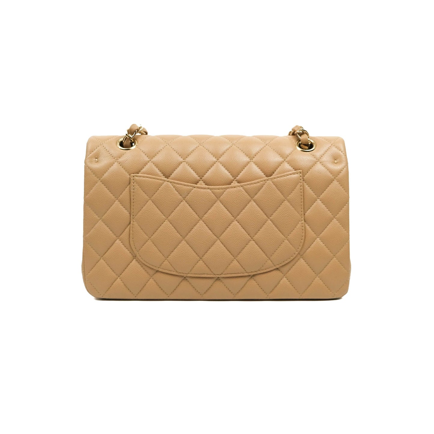 Chanel Classic M/L Medium Double Flap Dark Beige Caviar Gold Hardware 19B