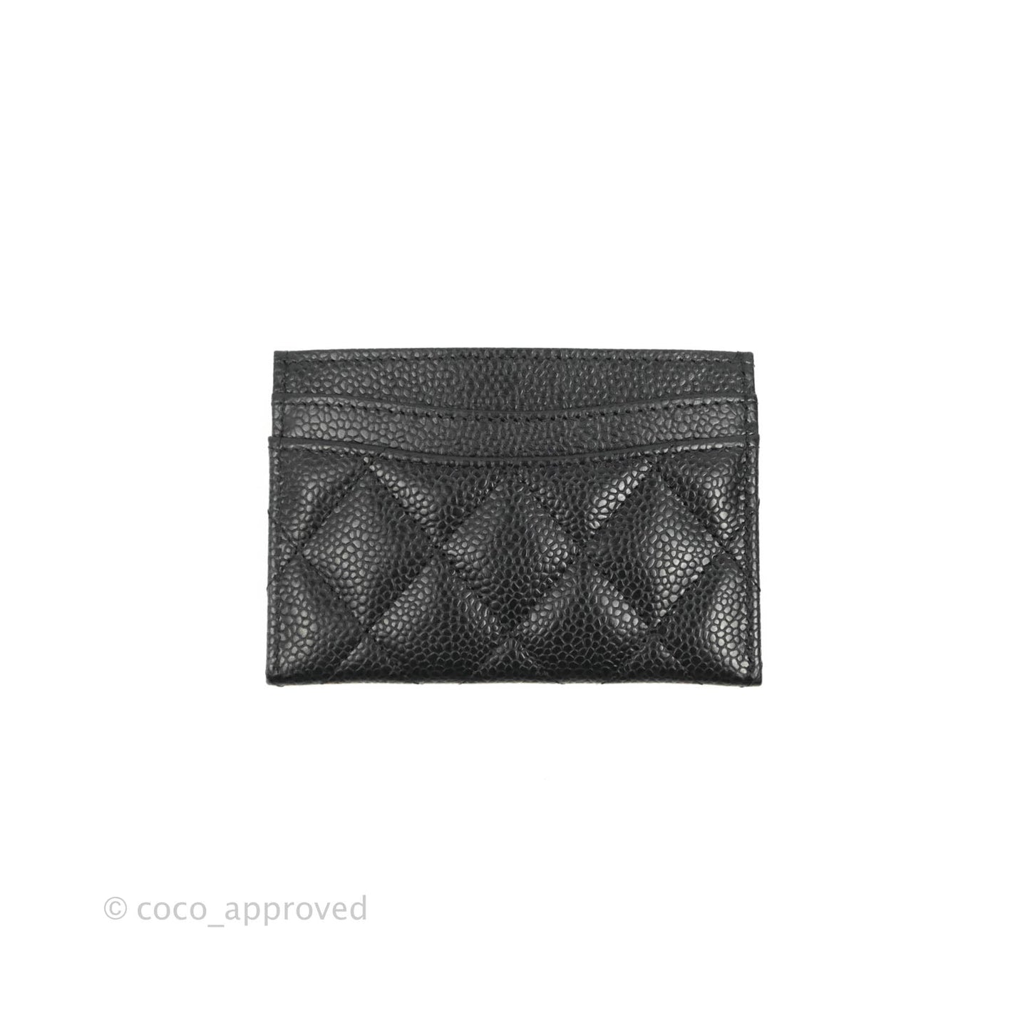 Chanel Classic Flat Card Holder Black Caviar Gold Hardware
