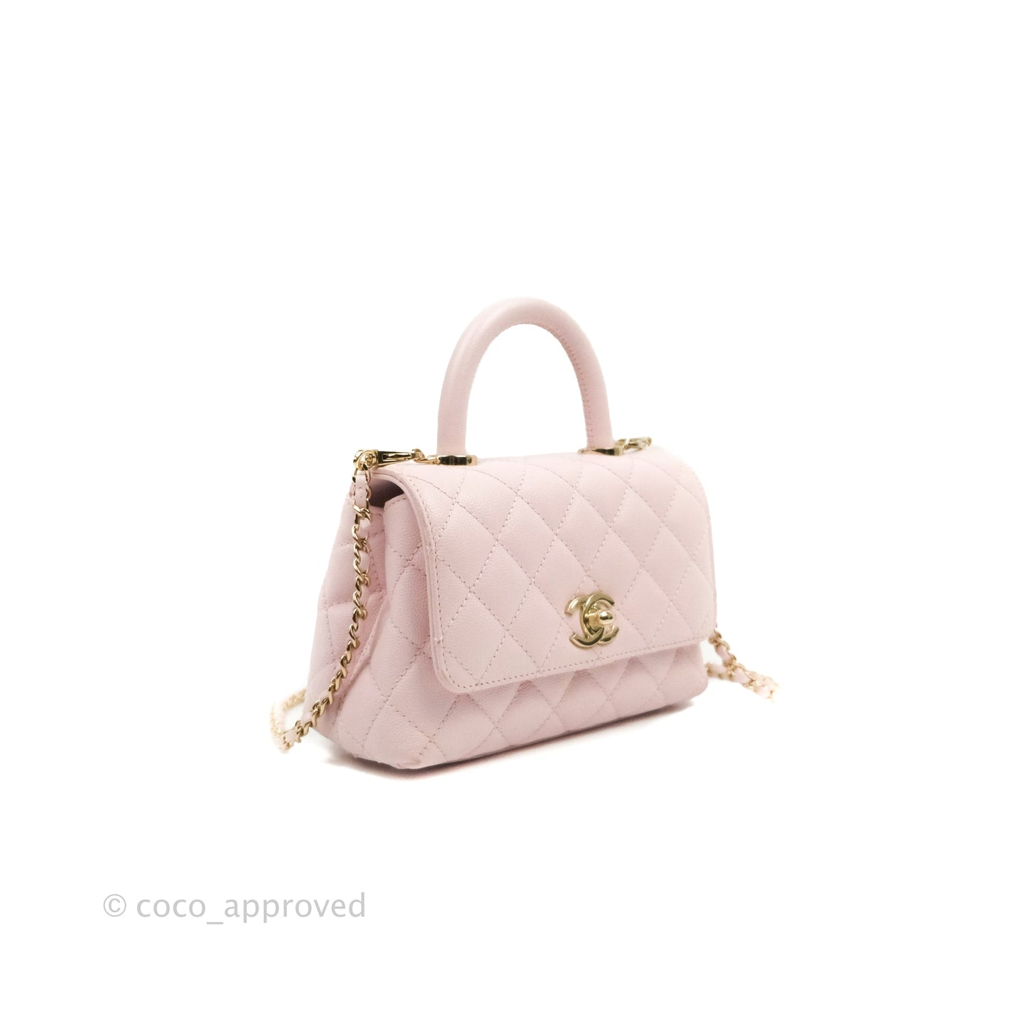 Chanel Mini Coco Handle Quilted Light Pink Caviar Gold Hardware