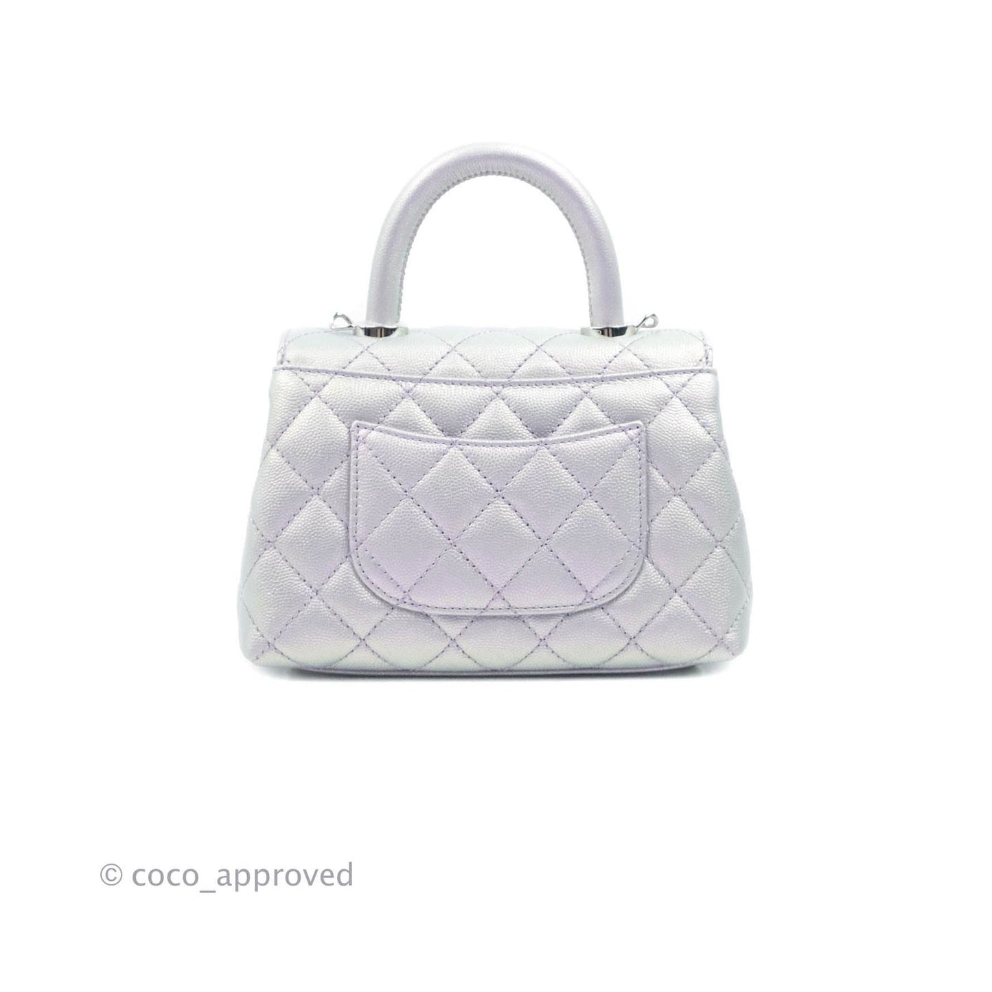 Chanel Mini Coco Handle Quilted Iridescent Lilac Caviar Rainbow Hardware