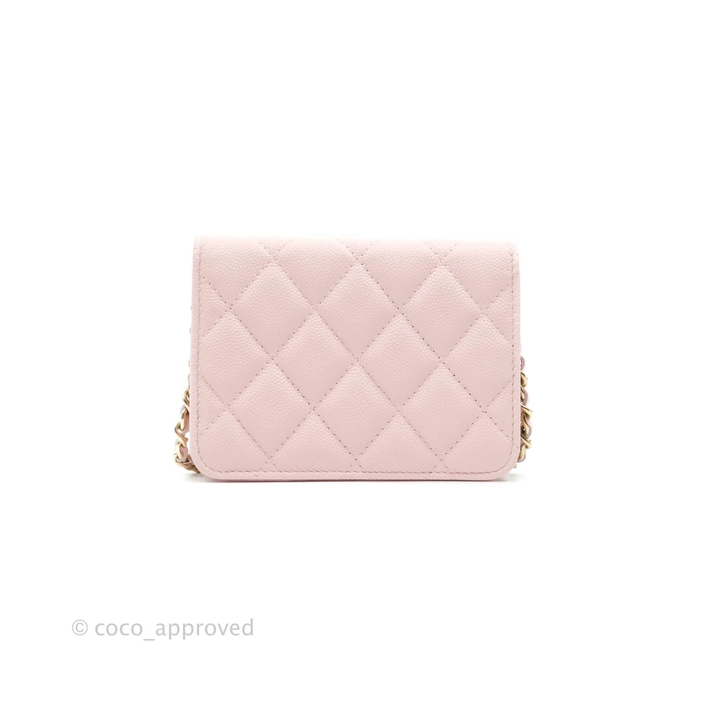 Chanel Mini Wallet With Chain Light Pink Caviar Gold Hardware