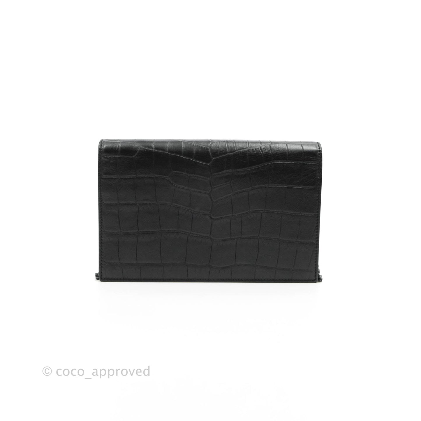 Saint Laurent Wallet on Chain So Black Crocodile-embossed Leather