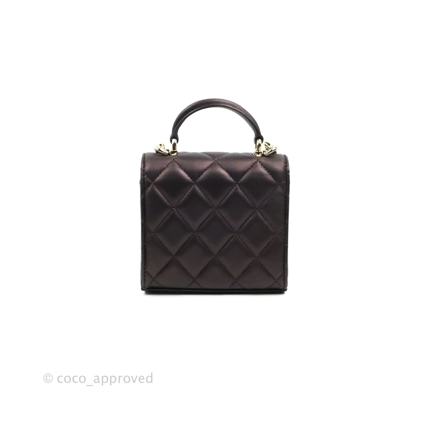 Chanel Mini Handle Clutch With Chain Iridescent Purple Lambskin Gold Hardware