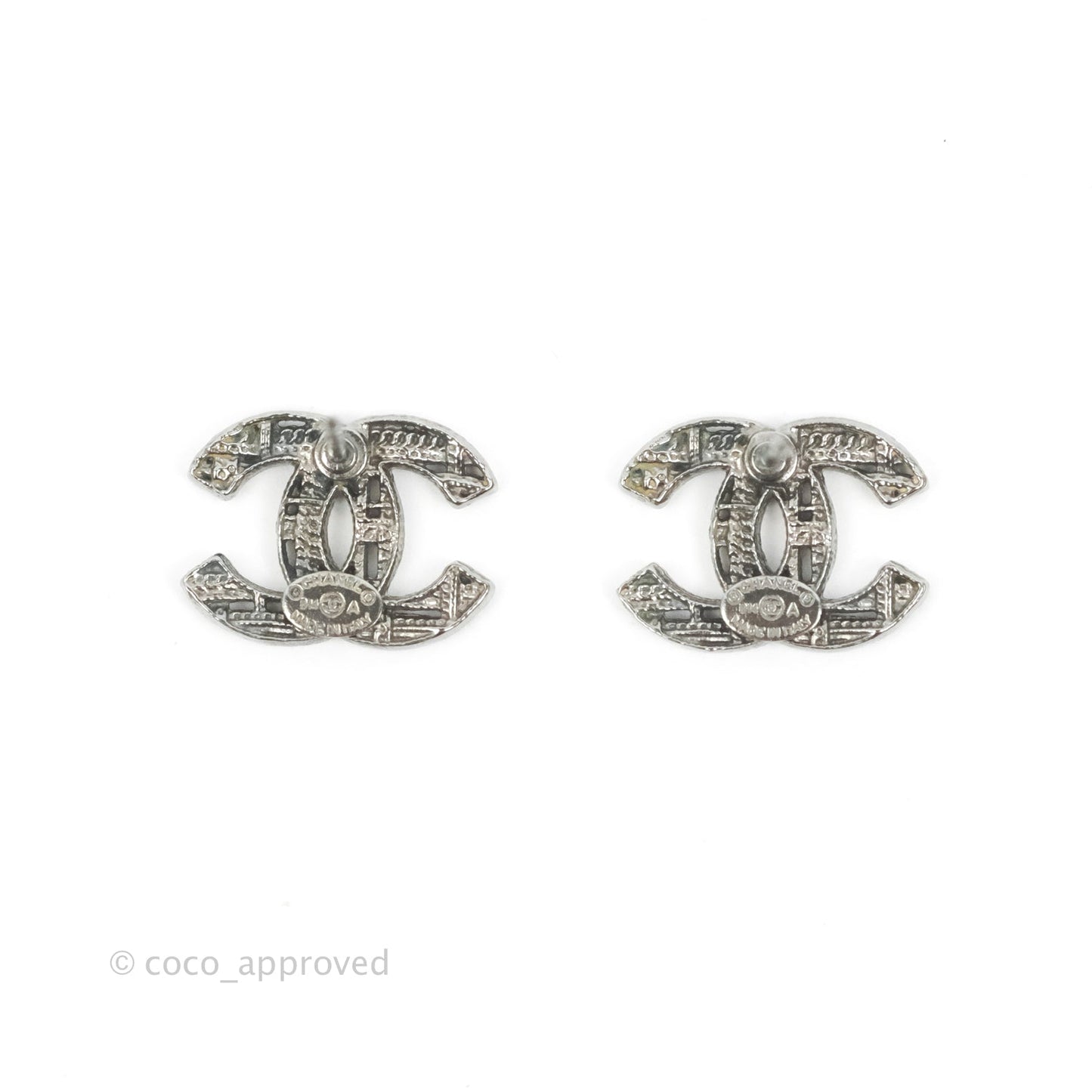 Chanel CC Earrings Ruthenium Hardware 14A