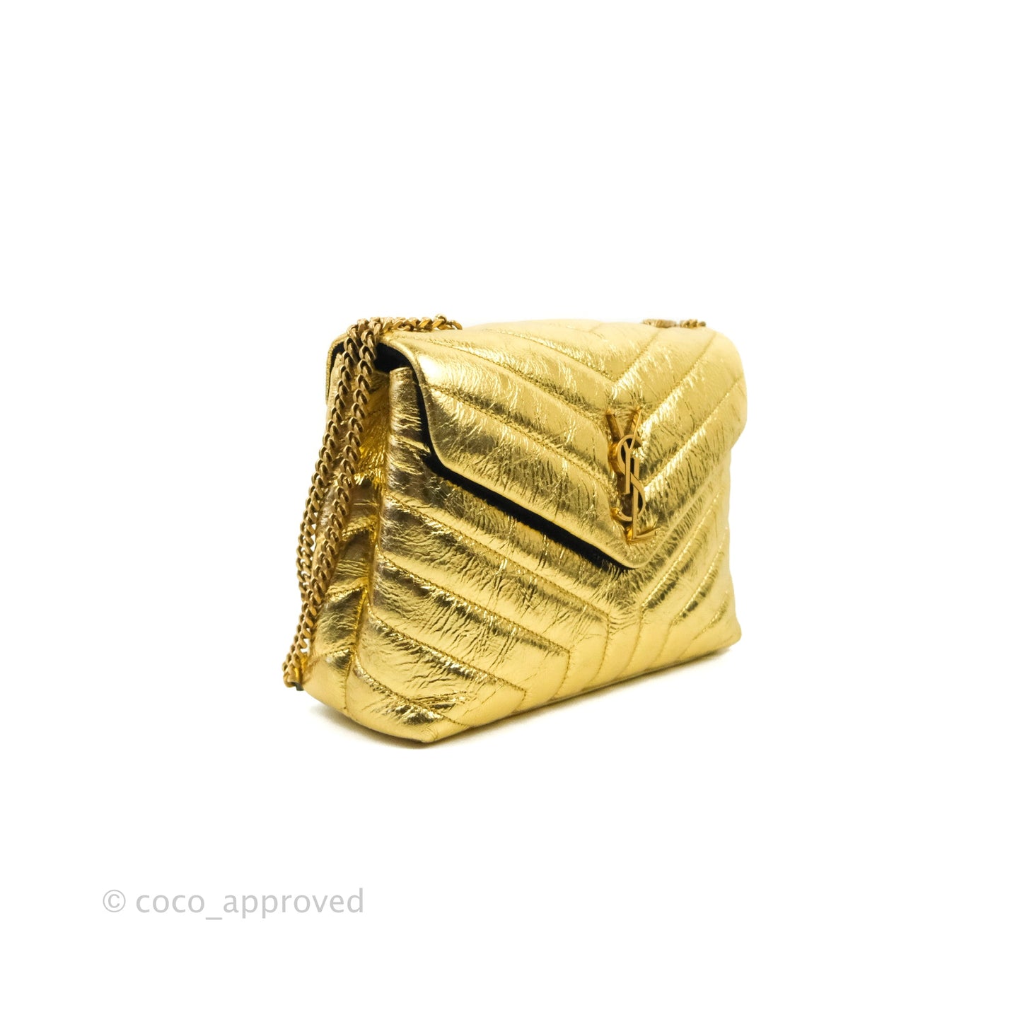Saint Laurent Loulou Small Bag Metallic Gold Gold Hardware
