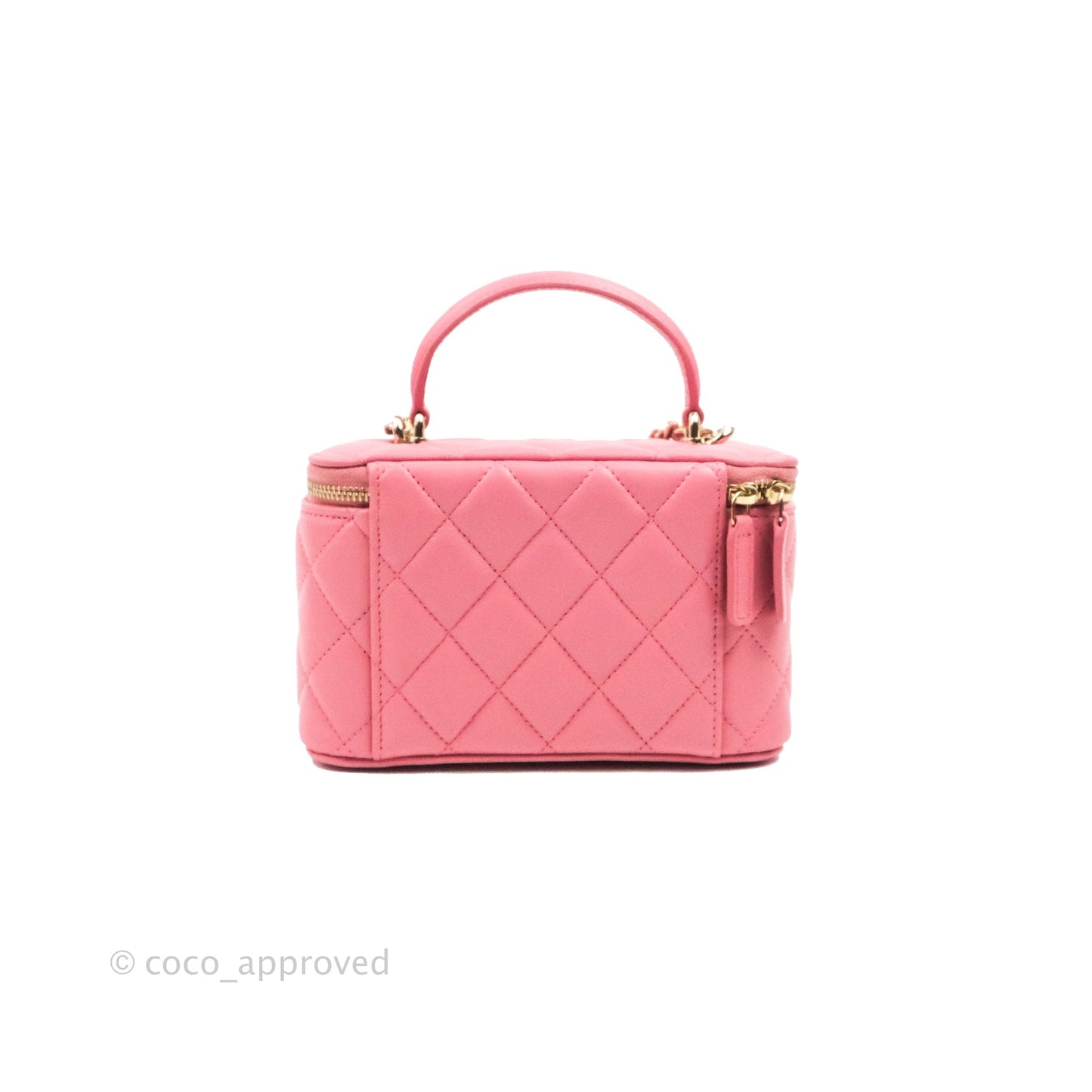 Chanel Vanity Rectangular Top Handle Pink Lambskin Gold Hardware