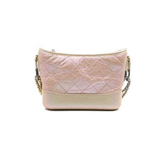 Chanel Small Gabrielle Hobo Iridescent Pink Aged Calfskin Mixed Hardware